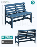 SERWALL Outdoor Bench, All Weather HDPE Outdoor Benches, 2-Person Armless Porch - Image 3