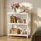FATORRI Small Bookshelf for Small Space, Short Rustic Low Bookcase, Modern Wood - Image 5