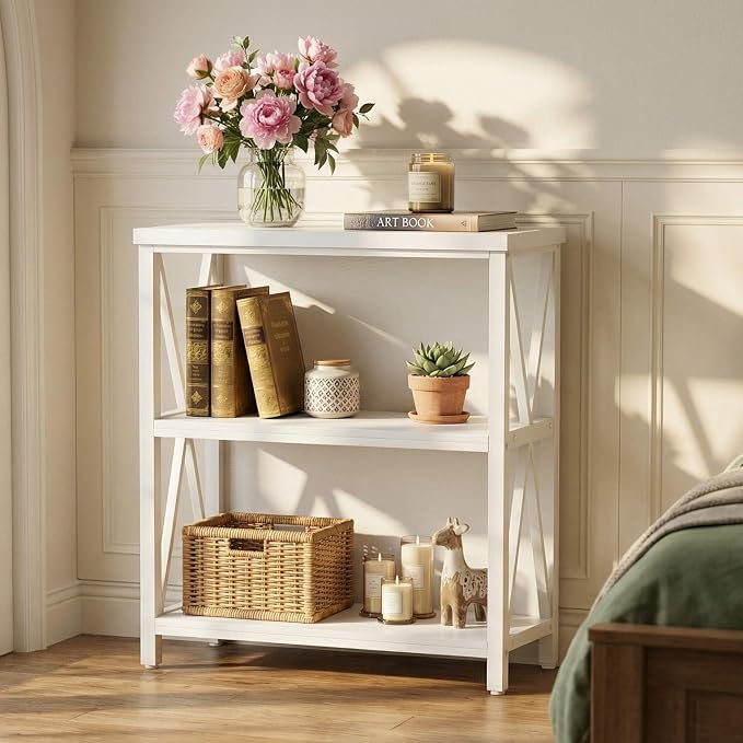 FATORRI Small Bookshelf for Small Space, Short Rustic Low Bookcase, Modern Wood - Image 5