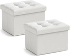Ornavo Home Small Storage Ottoman, Foldable Collapsible Rectangle Linen Ottoman by OrnavoHome