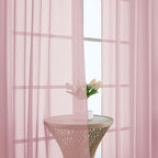 Blush Sheer Curtain 90 Inches Long 2 Panels Set, Solid Filmy Drapes - Image 6