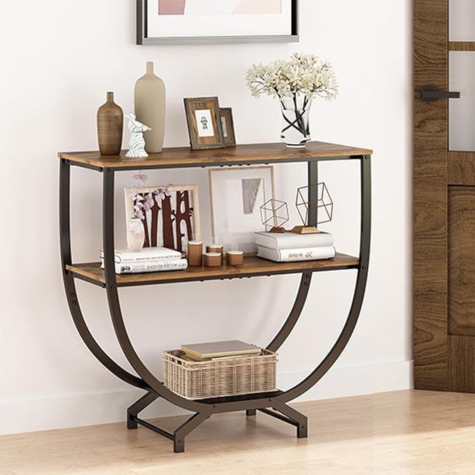 GILLAS 3 Tier Console Tables, Sofa Table Behind Couch, Industrial Entryway - Image 8