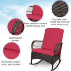 LEVELEVE 3 pcs Rocking Bistro Set Conversation Chairs PE Wicker Outdoor Rocking - Image 4