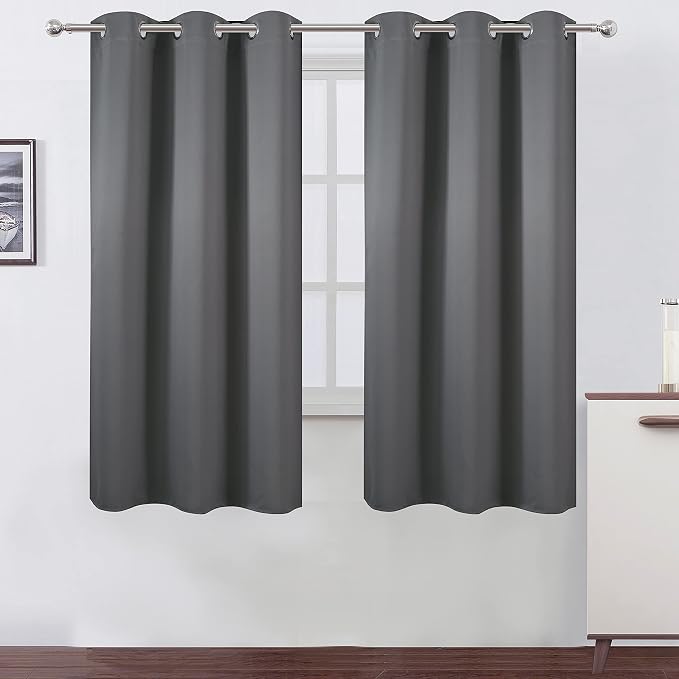 Frost Grey Blackout Curtains 40 x 63 Inch Length/Set of 2 Curtain by Lemomo