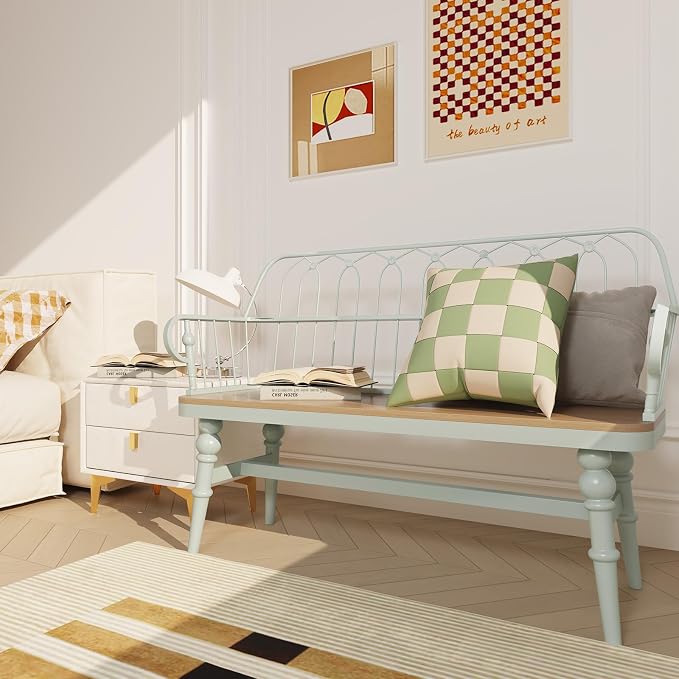 DIBRATY Entryway Bench, Spindle Back Wooden Dinning Bench, Farmhouse Foyer Bench - Image 4