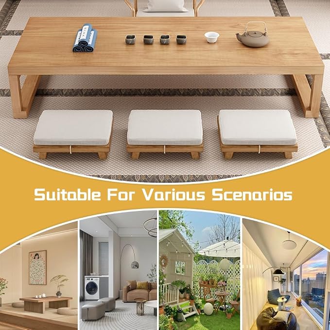Japanese Style Vintage Rectangular Tea Table Low Floor Table - Image 6