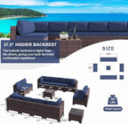 Kullavik 14 Pieces Outdoor Patio Furniture Set, Sectional Rattan Sofa Set Brown - Image 3