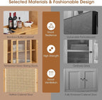Giantex Pantry Cabinet, Microwave Countertop, Glass Holder, Freestanding Buffet - Image 8