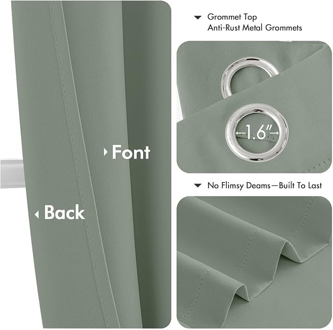 MIULEE Blackout Curtains for Bedroom 2 Panels 40 x 72 Inch Long Light Green | - Image 4