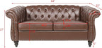 LEVNARY Leather Sofa, Chesterfield Tufted Upholstered 2 Seater Couch, Modern - Image 2
