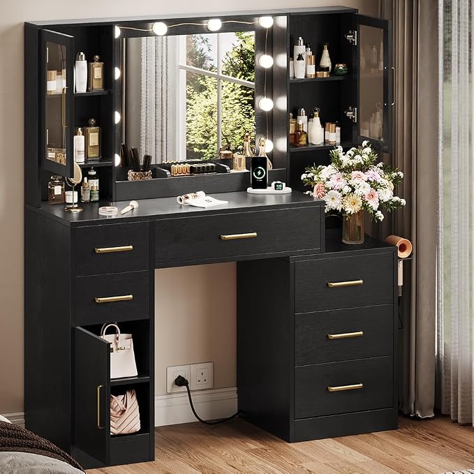 TOKSOM Makeup Vanity Desk with Mirror and Lights, Dressing Table Vanity Set - Image 5