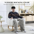 NIOIIKIT Oversized Nursery Rocking Chair, Teddy Upholstered Glider Chair - Image 4