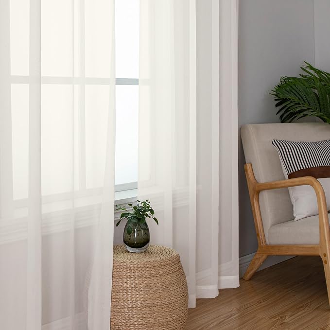 Chyhomenyc Ivory Sheer Curtains 84 Inches Long - Image 8