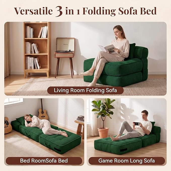 Folding Sofa Bed, Convertible Sleeper Chair - Image 3