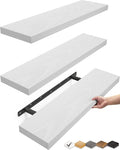 BAYKA White Floating Shelves for Wall, 22.5 Inches Wall Mounted Rustic Wood by Bayka