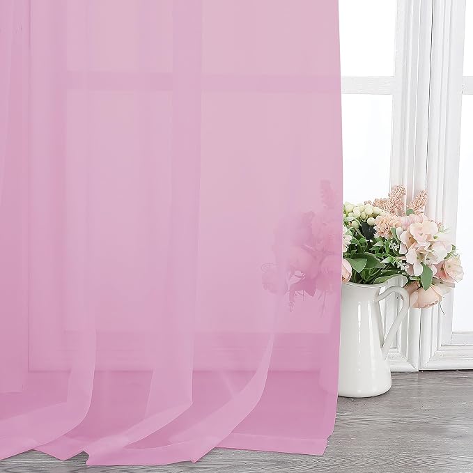 Chyhomenyc Pink Sheer Curtains 84 Inches Long - Image 7