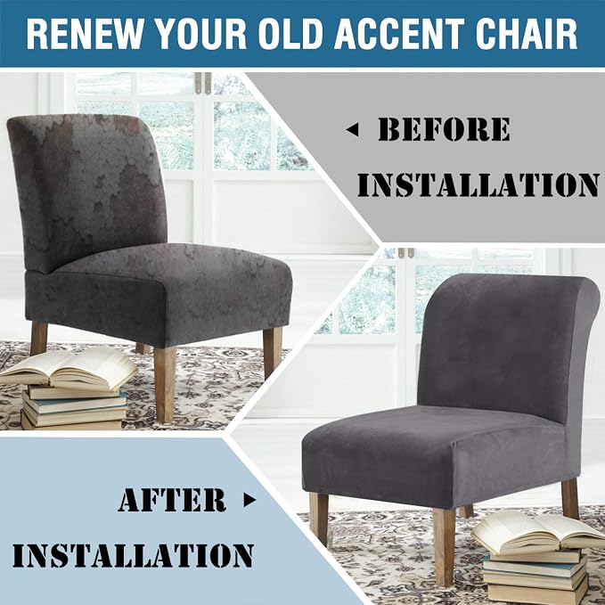 H.VERSAILTEX Armless Accent Chair Covers Thick Velvet Armless Chair Slipcovers - Image 8