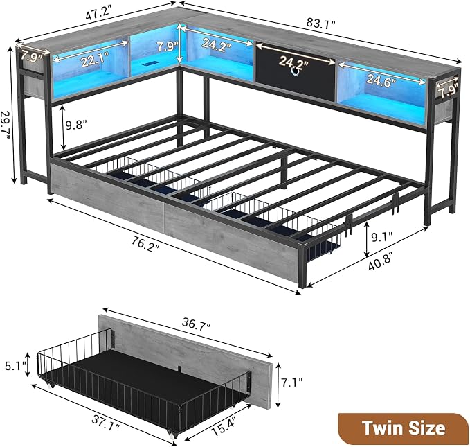 Hasuit Twin Corner Bed Frame - Image 3