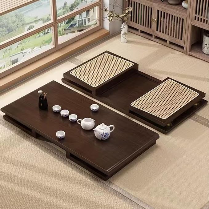 Japanese Floor Table: Large Portable Folding Coffee Table Solid Wood Japanese - Image 7