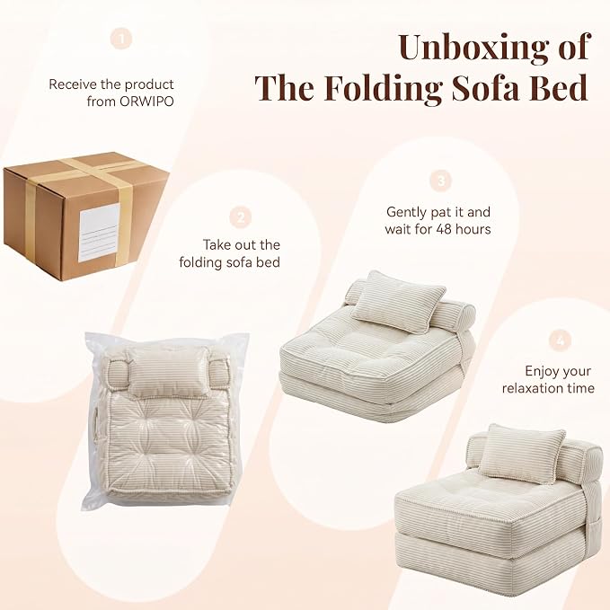 Folding Sofa Bed, Convertible Sleeper Chair - Image 7