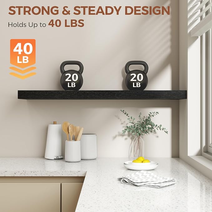 Dreamland 40 Inch Black Floating Shelves - Image 4