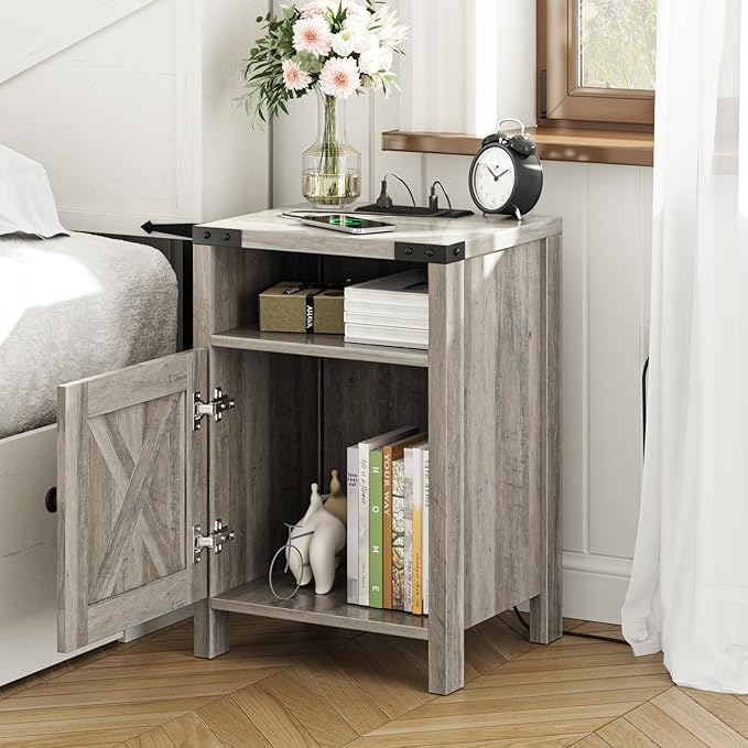 Fameill Farmhouse End Tables Set of 2, Nightstands - Image 4