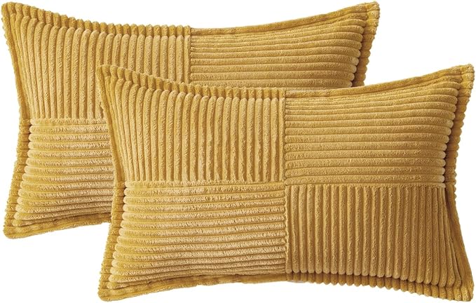 MIULEE Decorative Lumbar Throw Pillow Covers 12x20 Inch Gold 2 Pack | Boho - Image 6