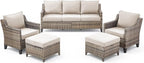 5 Pieces Outdoor Furniture-High Back Outdoor Wicker Couch Patio Chairs Set of 2 - Image 9