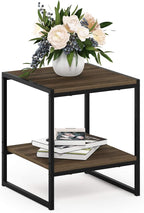 FURINNO Camnus Modern Living 2-Tier End Table, Columbia Walnut, 15.9 in x 15.75 by Furinno-FitsYourSpaceFitsYourBudget