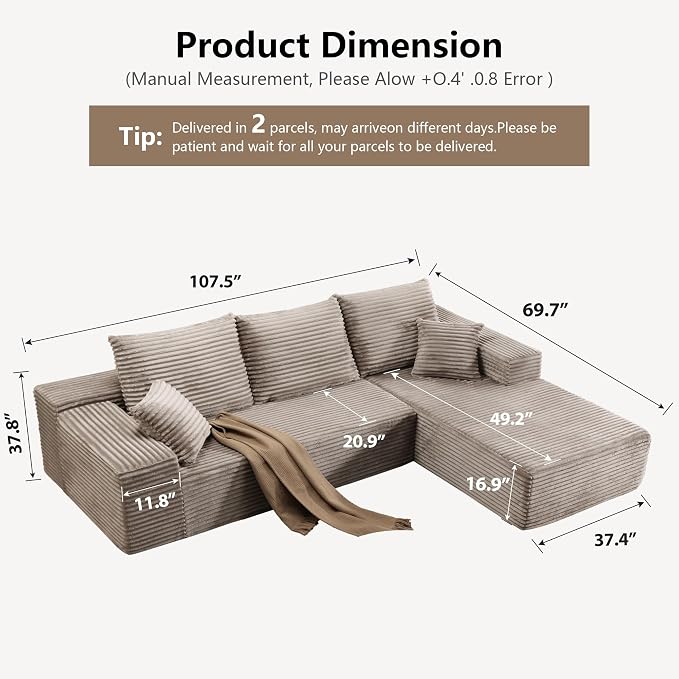 107.5" Cloud Sectional Couch - Image 2