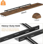 Fun Memories Floating Shelves for Wall, 72 Inch Long Set of 2 Rustic Wood Wall - Image 4