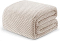 Exclusivo Mezcla Soft Waffle Fleece Bed Blanket Queen Size, Tan | Lightweight by ExclusivoMezcla