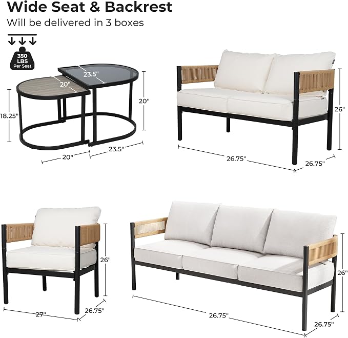 Grand patio 6-Piece Wicker Outdoor Furniture Set - Image 3
