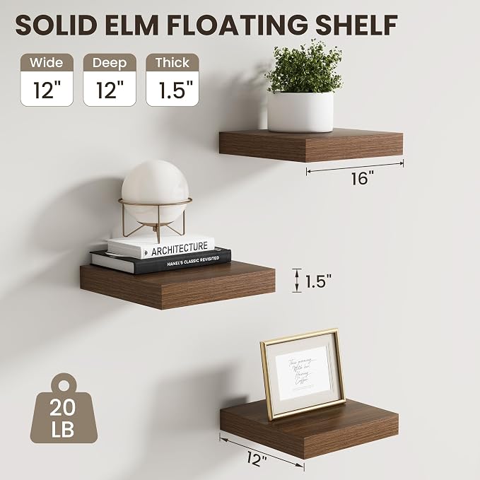 Dreamland Floating Shelves for Wall, Small Deep Floating Shelf Square Wall Shelf - Image 3