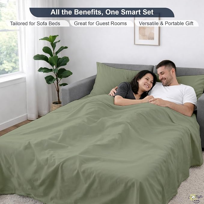 Cottington Lane Sleeper Sofa Sheets Full Size, 4 Piece Premium Quality 100% - Image 6
