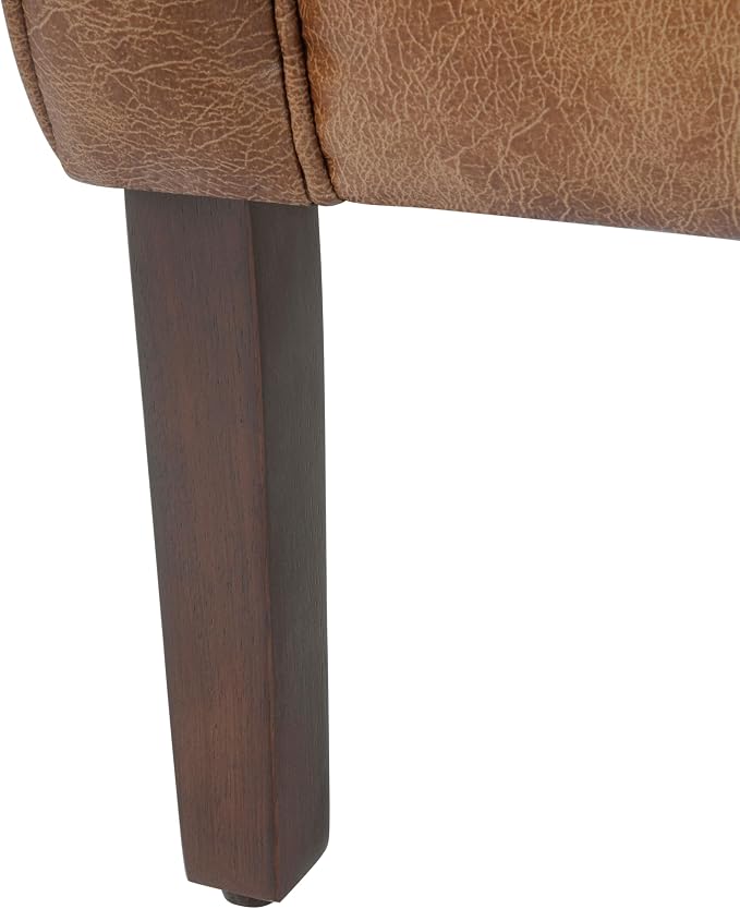 HomePop Modern Barrel Accent Chair, Distressed Brown Faux Leather - Image 10