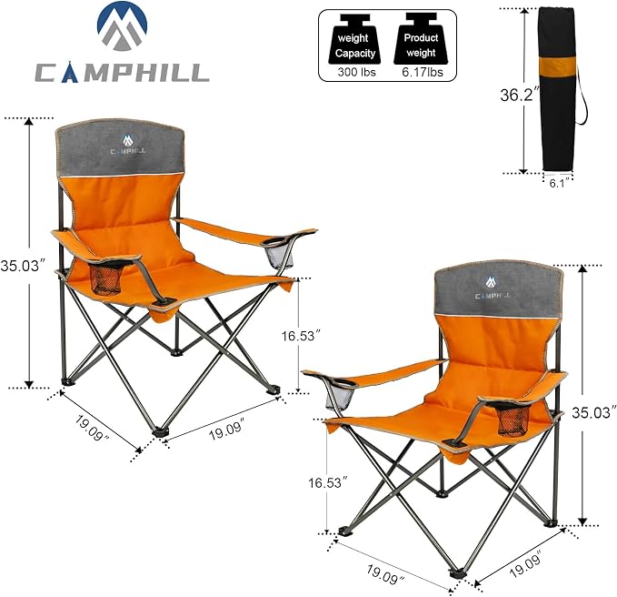 Camping Chair Set of 3, Outdoor Folding Camping Chairs - Image 4