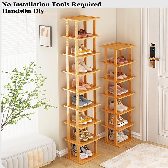 SAN HE Bamboo Shoe Rack 17 Tier- Vertical Shoe Rack - Image 5