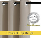 NICETOWN 50% Blackout Taupe Sliding Glass Curtains 2 Panels Set - Image 2