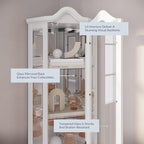 BELLEZE Lighted 3-Side Glass Display Curio Cabinet w/ Tempered Glass Doors and - Image 4