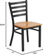 Flash Furniture 2 Pack HERCULES Series Black Ladder Back Metal Restaurant Chair - Image 3
