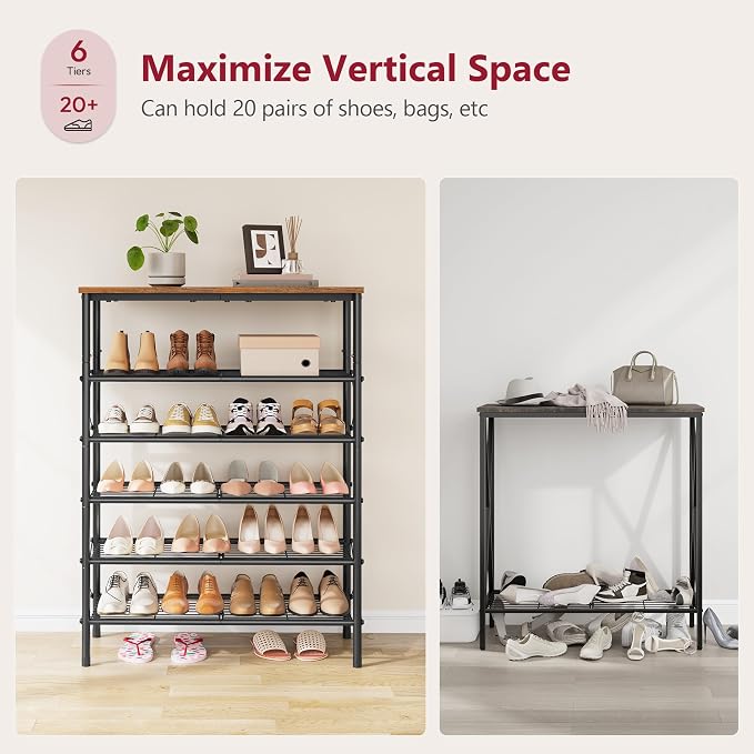 Tajsoon 6 Tier Free Standing Shoe Rack - Image 4