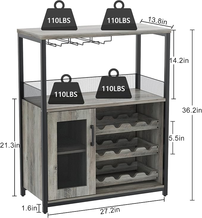 Takywep Wine Bar Cabinet, Coffee Bar Cabinet - Image 3