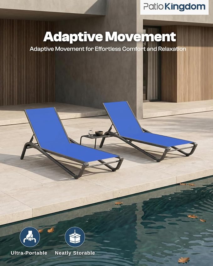 Patio Chaise Lounge Chairs Set of 4, All-Weather Aluminum Pool Loungers - Image 7