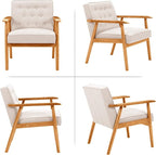 UNICOO® Mid-Century Retro Modern Accent Chairs, Solid Wood Armrest Lounge - Image 5