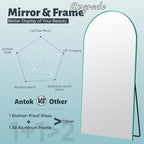 Antok 58" x18” Arched Full Length Floor Mirror, Free Standing/Wall Mount/Leaning - Image 5