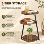 BEWISHOME Round Side Table, 3-Tier End Table, Nightstand - Image 4