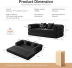 Convertible Sleeper Bed with 2 Cylindrical Pillow, Comfy Foldable Bed - Image 2