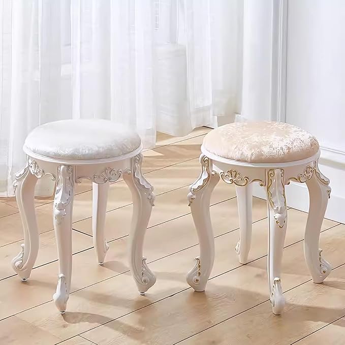 Vintage Vanity Stool Vanity Chair, Round & Rectangular Makeup Stool, Cute - Image 4