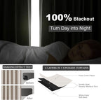 Topfinel 94 Inch Long Linen Blackout Curtains 2 Panel Set, Greige Natural - Image 7